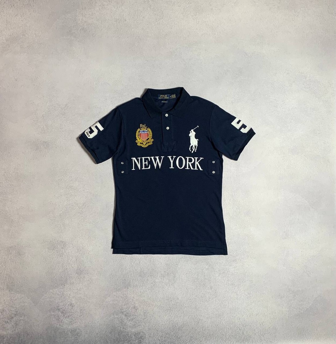 POLO RALPH LAUREN ビッグポニー NEWYORK 5 Vintage POLO RALPH LAUREN New York #5 Polo Shirt Big Logo