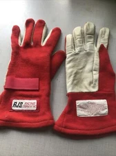 RJS RACING EQUIPMENT SFI 3.3 NOMEX RACING GLOVES RED Medium Calfskin Palm