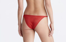 NWT Calvin Klein Size X-LARGE Sheer Marquisette Lace High Leg Tanga QF7105-610