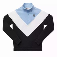 FILA Womens 1/4 Zip Pullover Sweatshirt in Blue Black White NWT Size Small