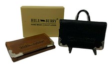 Mini Mini Börse Geldkatze Geldbeutel  Büffelleder Hillburry schwarz naturbraun