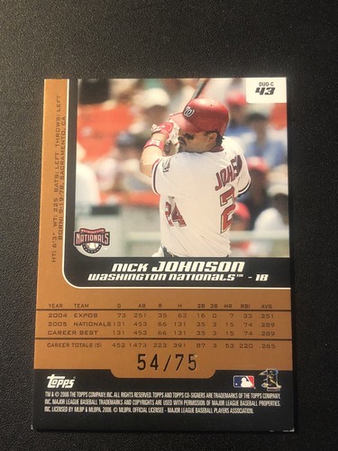 2006 Topps Co-Signers Changing Faces Bronze /75 Nick Johnson Chad Cordero #43 - 第 2/2 張圖片