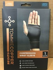Tommie Copper Compression Wrist Sleeve Joint Pain Relief L/XL Black