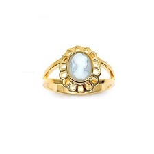 Ring Kamee T60 Stein Achat blau Nachahmung 13 mm vergoldet 18K Dolly-Schmuck