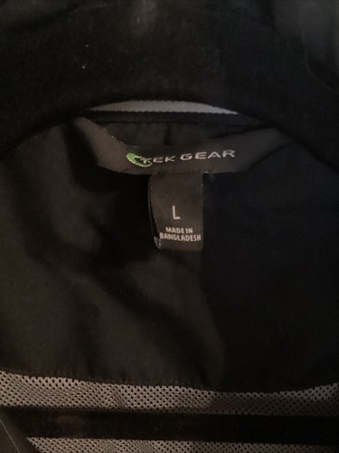 Tek Gear Mens Long Sleeves Full Zip Outdoor Black Windbreaker Jacket Size L - Picture 2 of 2