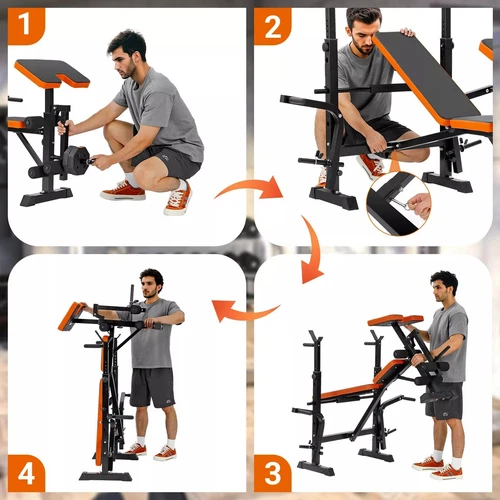 Multi Exercise Adjustable Folding Fitness Workout Bench with 7 Positions Fitness - Picture 48 of 51