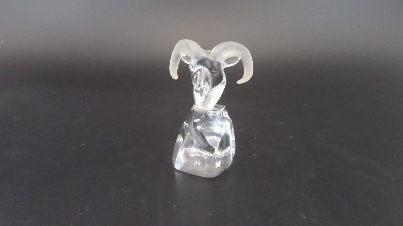Swarovski Crystal Rams Head Figurine Paper Weight Frosted Ebeling & Reuss 3.5"H