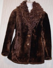 Martin's Fur Vintage Brown Pea Lamb Coat Size: 12 (l) Made In Spain