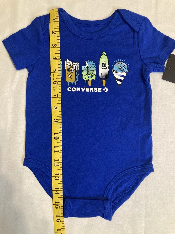 Bebé Converse Azul Real Helado Gráfico Estampado Talla 12 Meses Vacaciones Playa Foto 4 de 4