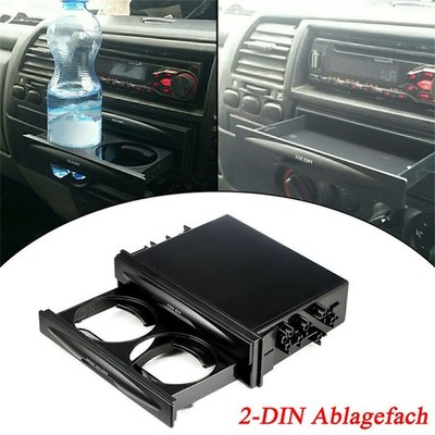 2-DIN Ablagefach Aufbewahrung Getränkehalter Becherhalter Auto KFZ Universal NEU