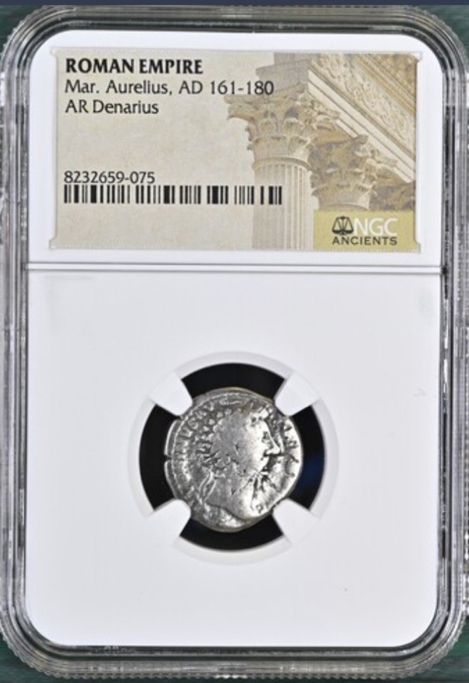 Emperor Marcus Aurelius Silver Denarius 161-180AD NGC Genuine Roman Coin