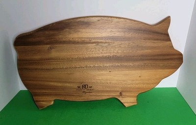 Paula Deen Pig Large Hardwood Cutting Board Signature Acacia - 22  x 12'' x 1''