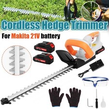 2 Batteries Cordless Hedge Trimmer Electric Garden Cutter Cutting Blade Set