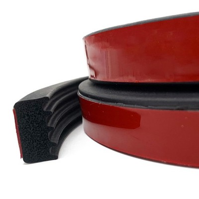 Ribbed Foam Rubber Weather Stripping with Tape 32.8Feet, Self-Adhesive EPDM R...