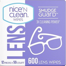 Nice 'N CLEAN SmudgeGuard Lens Wipes 600 Pack Ammonia Free Pre-Moistened