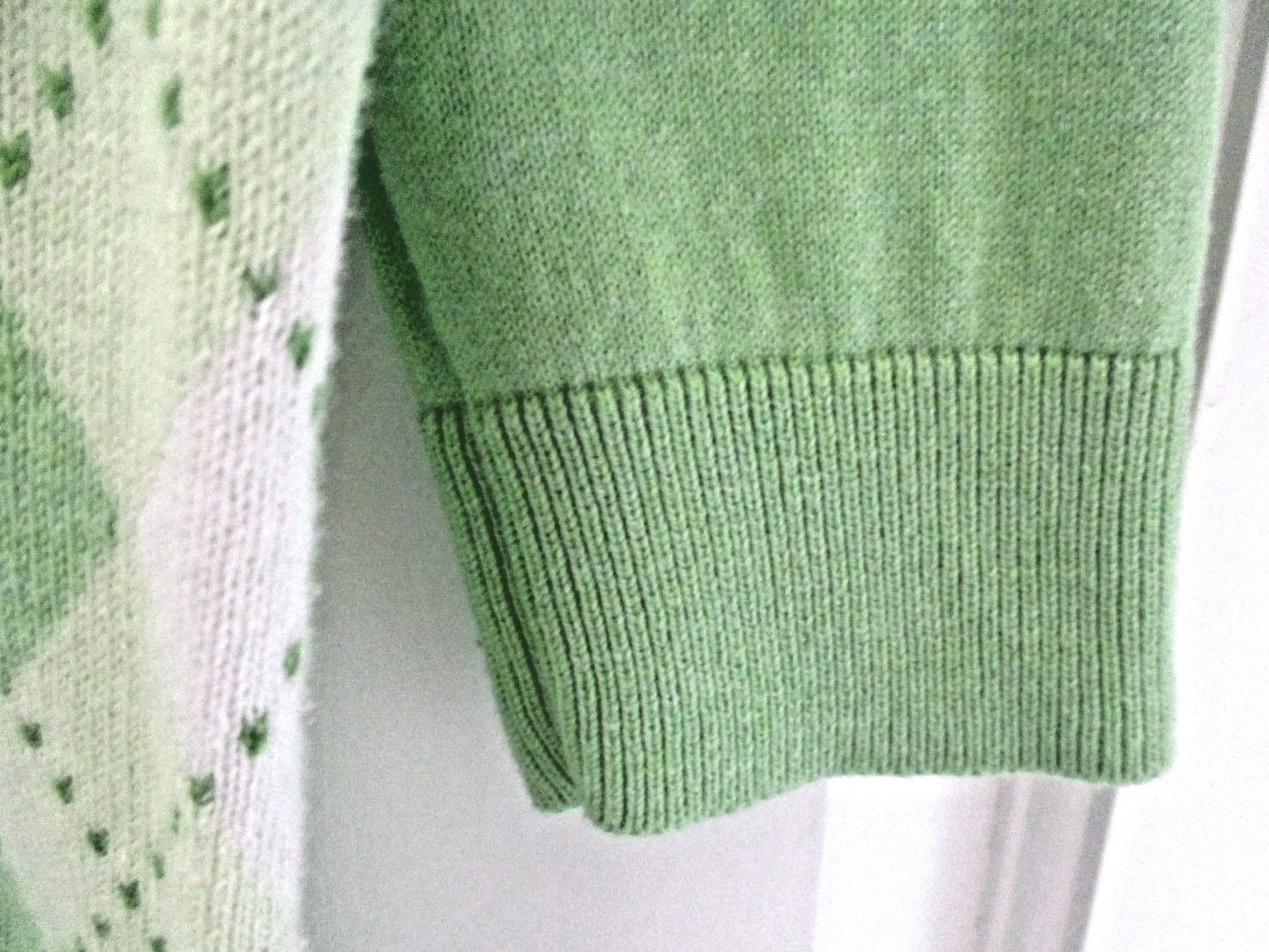 EUC, Talbots Green Argyle Pattern Button-Up Cardi… - image 4