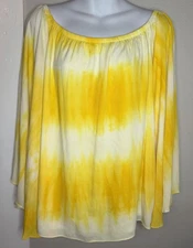 VaVa By Joy Han Yellow Flare Sleeve Blouse Women Size L