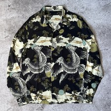 AllSaints Descent Eagle Print Shirt Black Viscose LS Regular M 185/100A