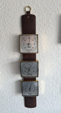 60er-70er Jahre Wetterstation SUNDO Lederband -Barometer Thermometer Hygrometer