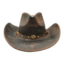 Equine Care Leather Cowboy Hat for Men Women Western Rancher Hat with