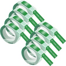 8PK For DYMO 3D Embossing Label Tape Organizer Xpress 521203 White on Green 12mm