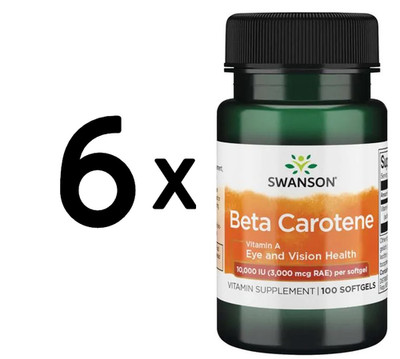 6 x Swanson Beta-Carotene (Vitamin A), 10 000 IU - 100 softgels (46,65 EUR/kg)