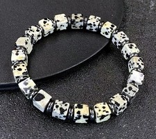 DALMATINER-JASPIS  *** Naturstein Edelstein W&uuml;rfel-Armband elastisch 17-19 cm
