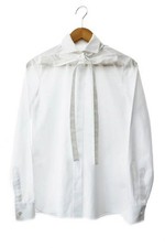 【Tops】Valentino Bowtie Cotton Dress/Long Sleeve Shirt/Blouse Size 38 White