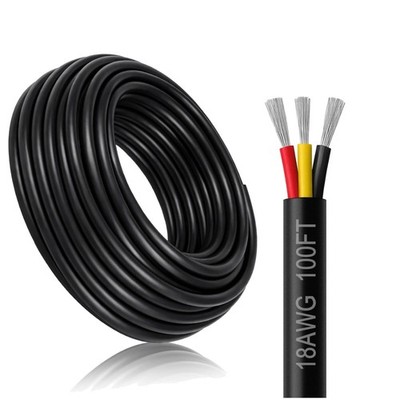 Flexible 18/3 Electrical Wire - 100FT Black Stranded
