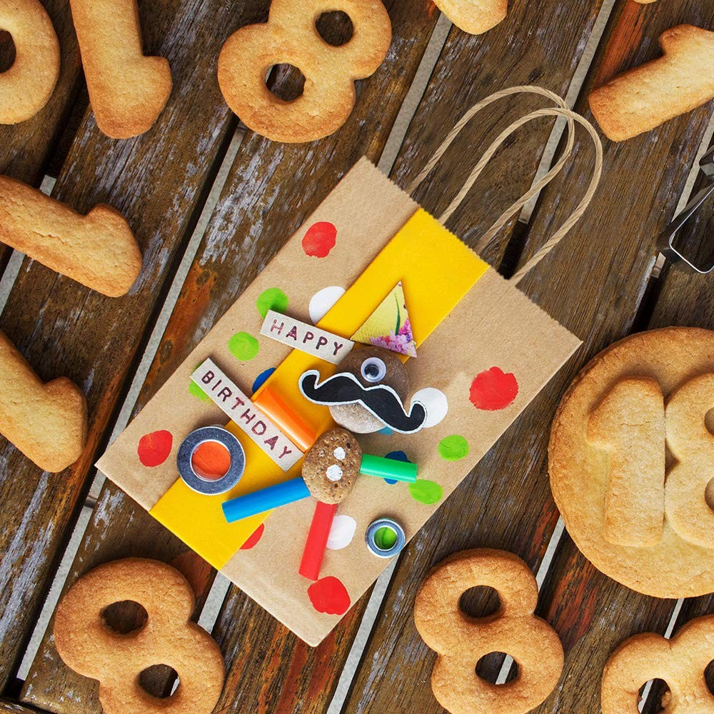 BagDream Gift Bags 100Pcs 5.25x3x8 Small Kraft Paper Gift Bags with Handles