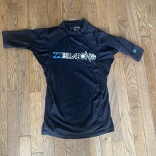 BILLABONG Sunshield UPF 50 UVA/UVB Protection Large Short Sleeve Black Surfshirt