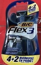 Bic Flex 3 - Men's Disposable Shaving Razor, 3 Flexible Blades - 6 act
