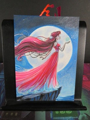 Ariel Mermaid Princess Hand Drawn 1/1 Auto Sketch Art Card Studio Blacklight