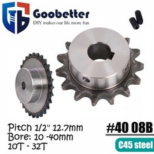  40 10-32T Chain Drive Sprocket Bore 10-40mm Pitch 1/2" 12.7mm For 08B Chain