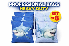 Cornhole Bags Set of 8 Handmade Duck Canvas Professional Toss Bags USA, Shark 33