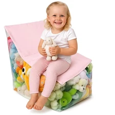 Stuffed Animal Storage Chair – Clear Bean Bag for Plush Toys, Toy Organizer S...
