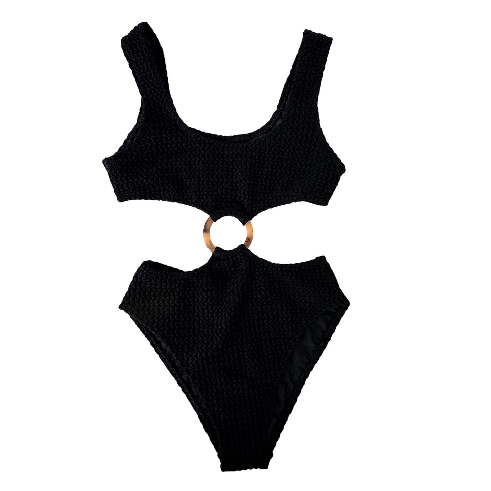 Montce Crochet Ky One Piece Swimsuit Women XS Black Resort Beach Vacation