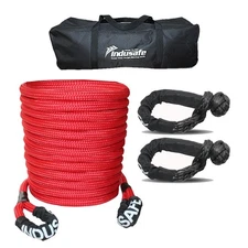 1"x30' Kinetic Recovery Snatch Tow Rope Heavy Duty Energy Rope w/2 Soft Shackles