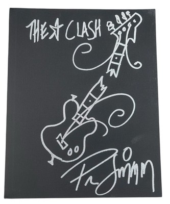 SIGNIERT PAUL SIMONON THE CLASH 10x8 LEINWAND SKIZZE SELTEN AUTHENTISCH LONDON CALLING