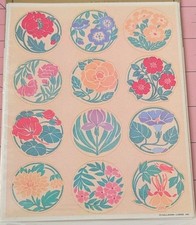 Vintage Hallmark Stickers Flowers Round 1 Sheet READ