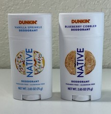 Set Of 2 Native X Dunkin Deodorants Blueberry Cobbler, Vanilla Sprinkle