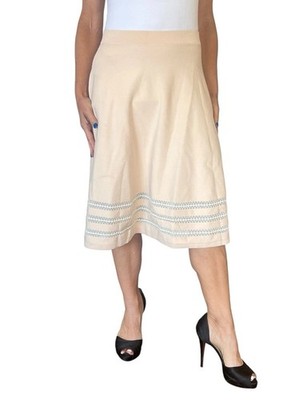 Jonathan Simkhai Knit Skirt Blush Pull On A Line Flare Embroidered Women's Small