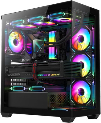 OV603 ATX Mid Tower PC Case 4 ARGB PWM Fans Tempered Glass USB-C Black