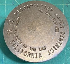 Metropolitan Water District So. Cal Engineers Survey Brass Bench Mark Vintage