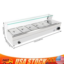 Electric Food Warmer Steam Table Buffet Bain Marie Countertop Commercial 1.2KW