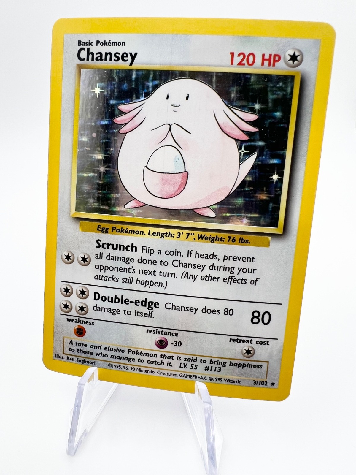 Pokemon Card - Chansey Base Set Unlimited 3/102 Holo Holo Rare LP