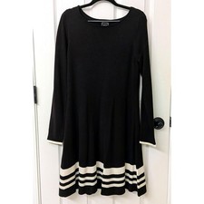 JH Black Knit Sweater Dress A-Line 3/4 Length Sleeves | SZ Large