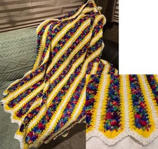 Hand Crochet Afghan Throw Blanket Colorful 54.5  X 41  Granny Retro Cottage