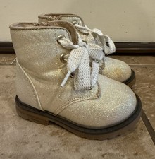 Cat And Jack Glitter Zip Lace Up Boots Toddler Size 5