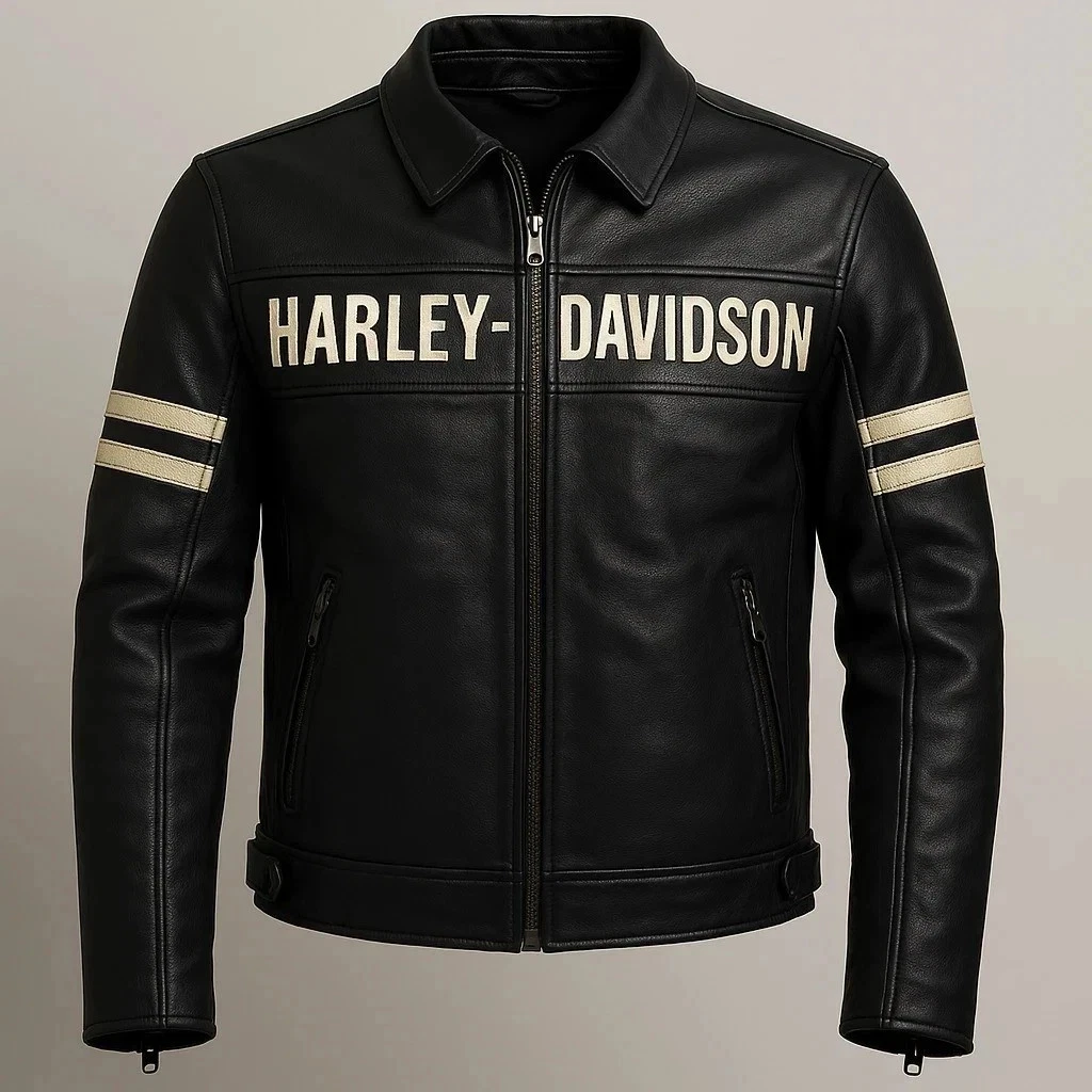 Harley Davidson Men's Black Motorcycle Jacket Real Leather Biker Jacket